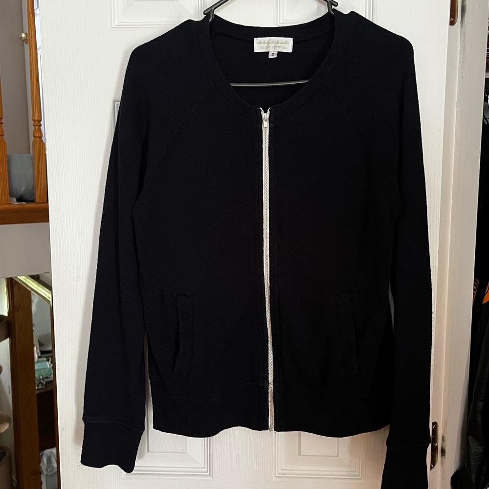 The lady and the sailor lightweight navy zip up jacket